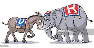 Republican Elephant Vs Democratic Donkey