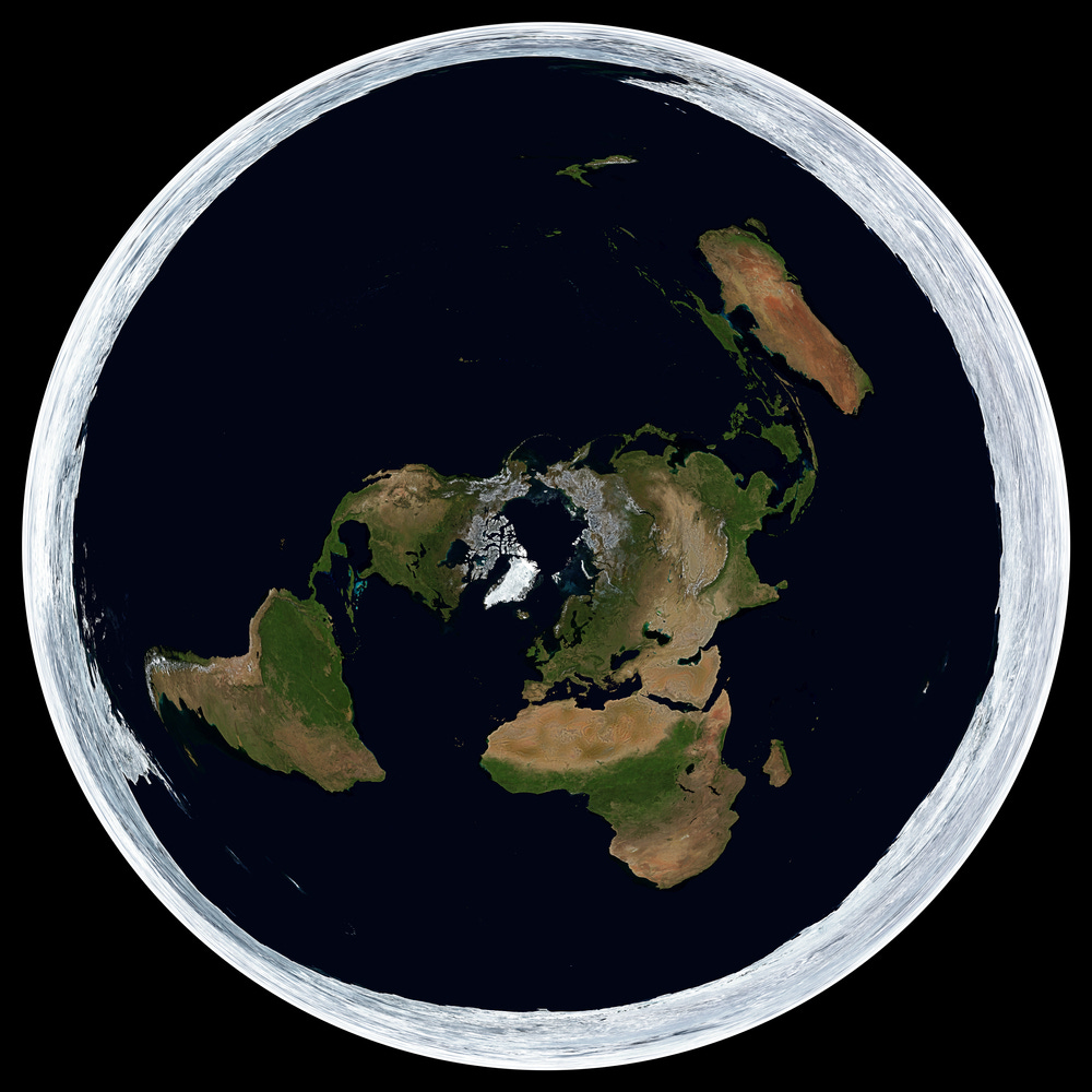 Azimuthal Equidistant Earth Projection from satellite imaging that are scientifically retiled
