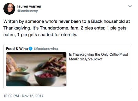 Tweet about pies