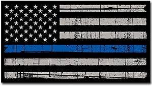 Amazon.com : itsaskin1 Thin Blue Line Police Distressed American Flag  Sticker Decal ﾖ Blue Lives Matter (Made in The U.S.A.) : Sports & Outdoors