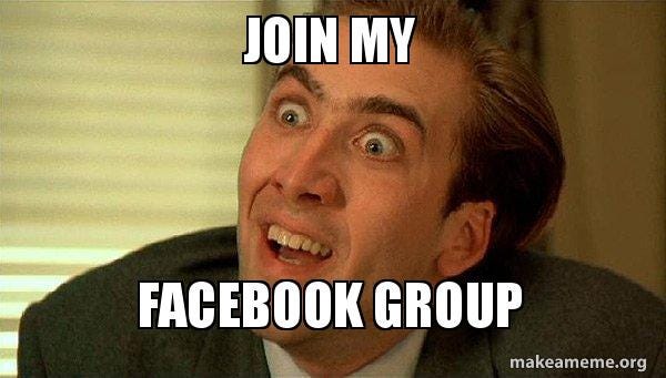 Join My Facebook group - Sarcastic Nicholas Cage | Make a Meme