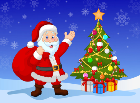 Cartoon santa clause with christmas tree Vector Image