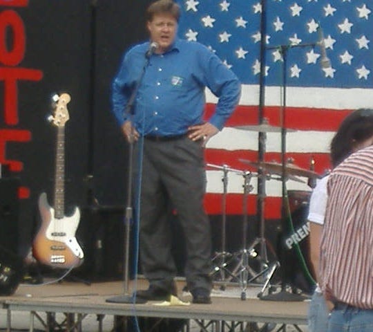 U.S. Senate aspirant Kevin Zeese during his address.