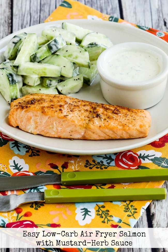 Easy Low-Carb Air Fryer Salmon with Mustard-Herb Sauce