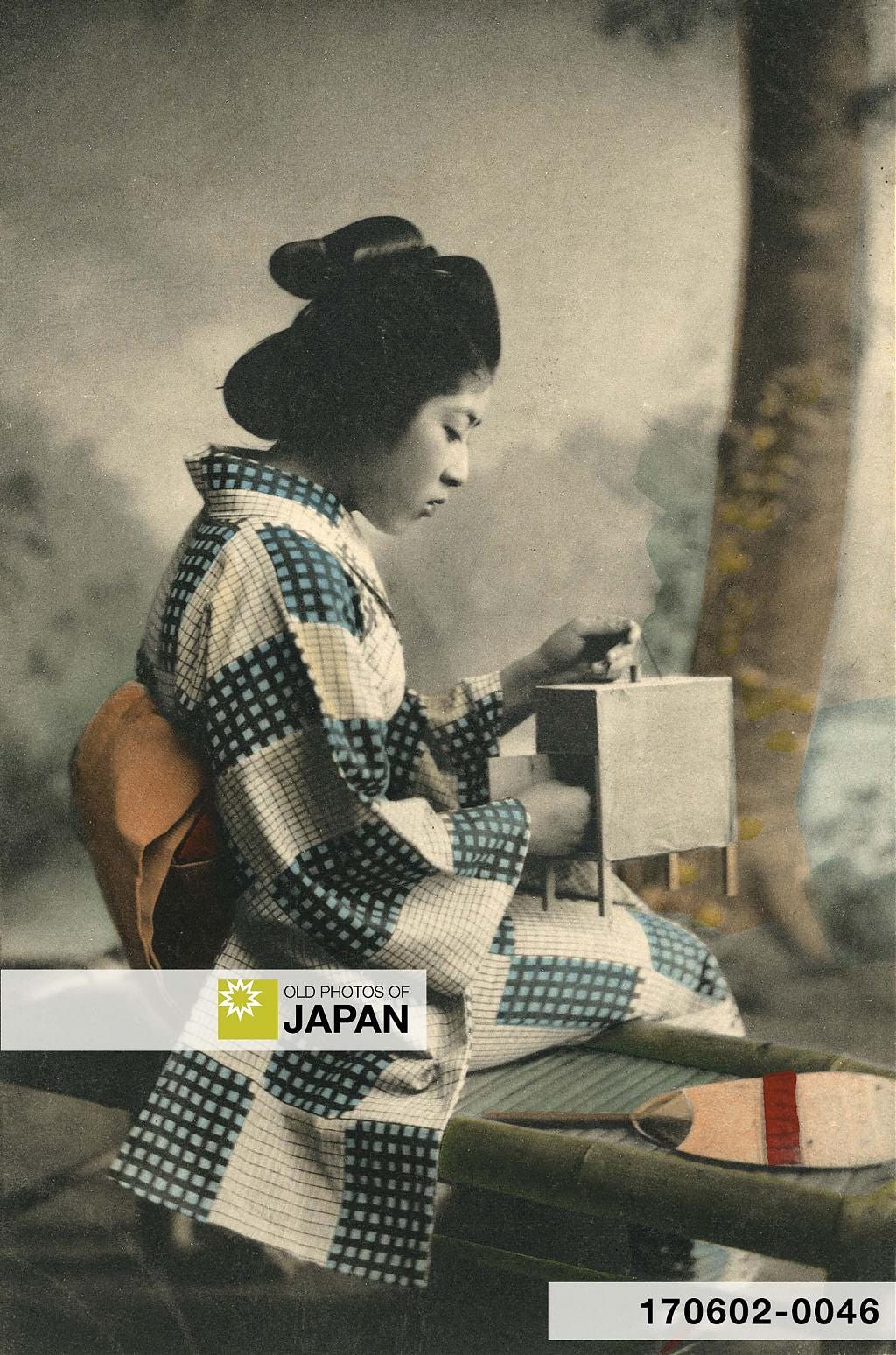 Young Japanese woman with an insect cage, early 20th century
