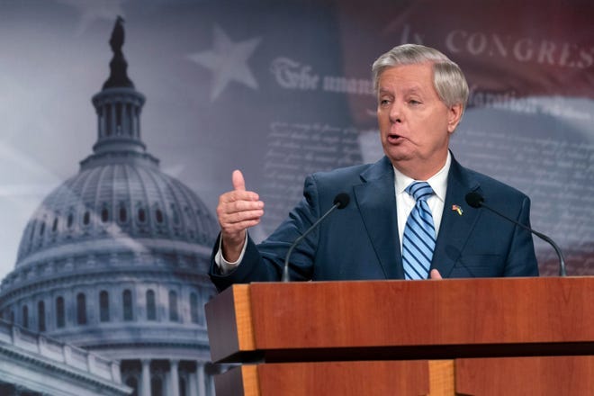 "It's time for him to go. He's a war criminal," U.S. Sen. Lindsey Graham said March 16, calling for the people of Russia to stand up to President Vladimir Putin.