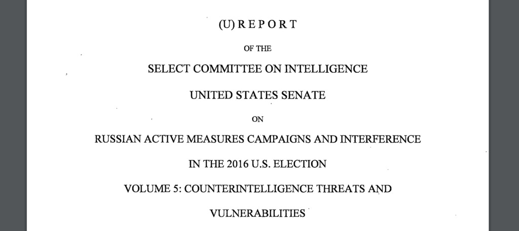 cover page of Senate Intelligence Committee report