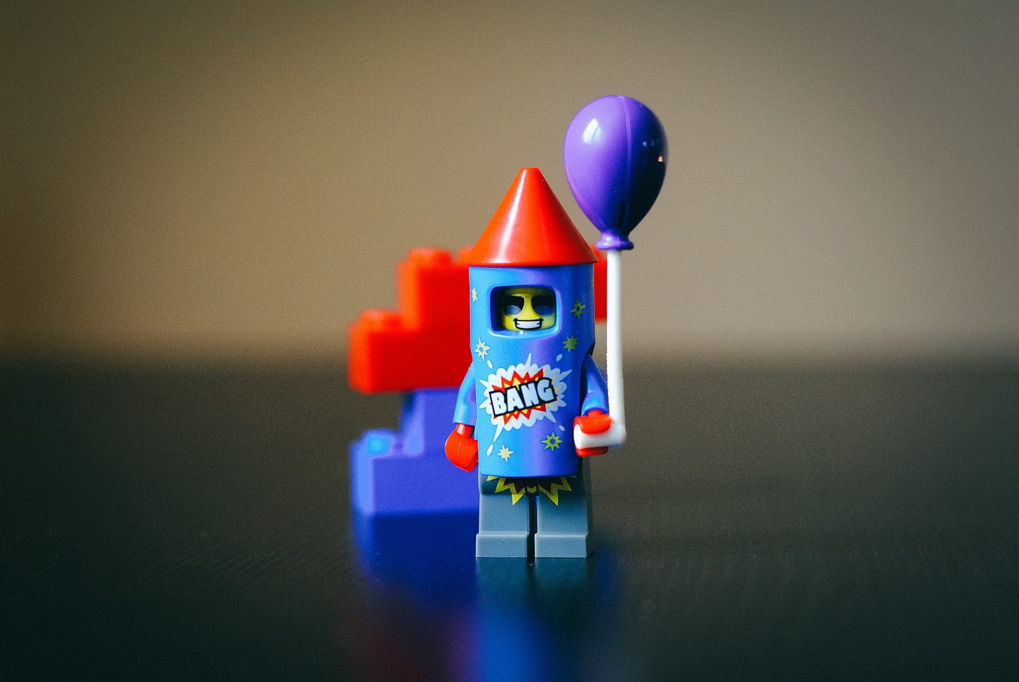 Lego person dressed as firecracker