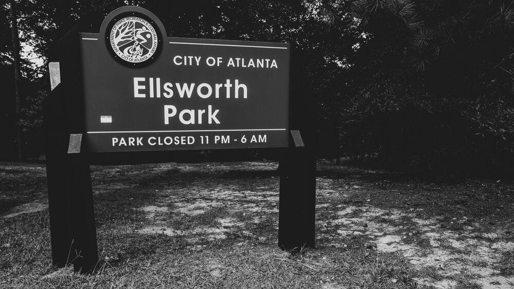 At the corner of Howell Mill and Collier Roads, Ellsworth Park sits on the site of what could have been the Klan’s University of America.