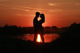 Couple in love, sunset free image download