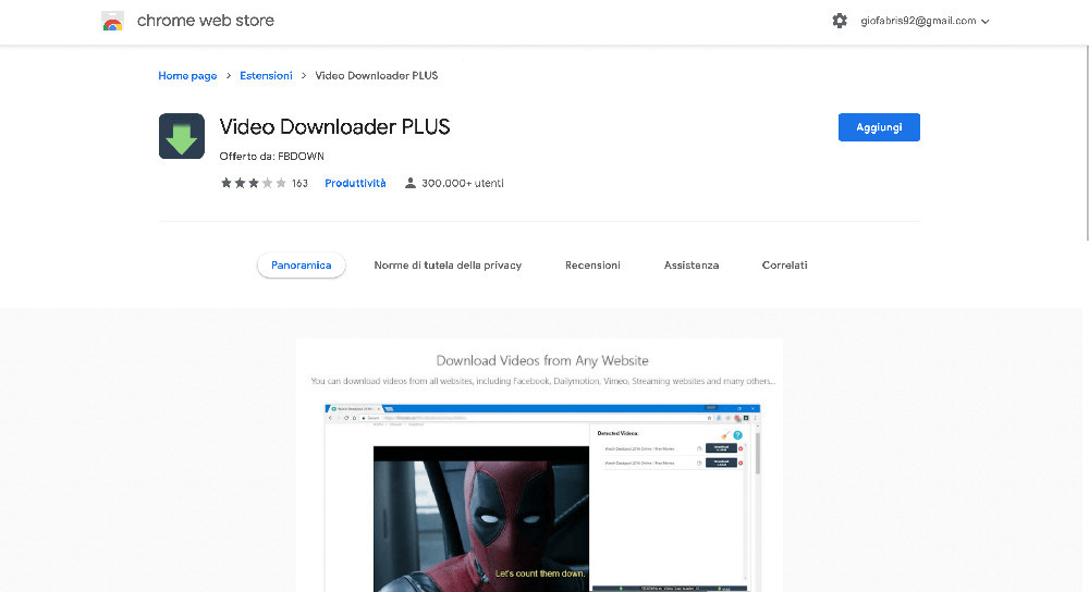 Video Downloader Plus estensione Google Chrome per scaricare video