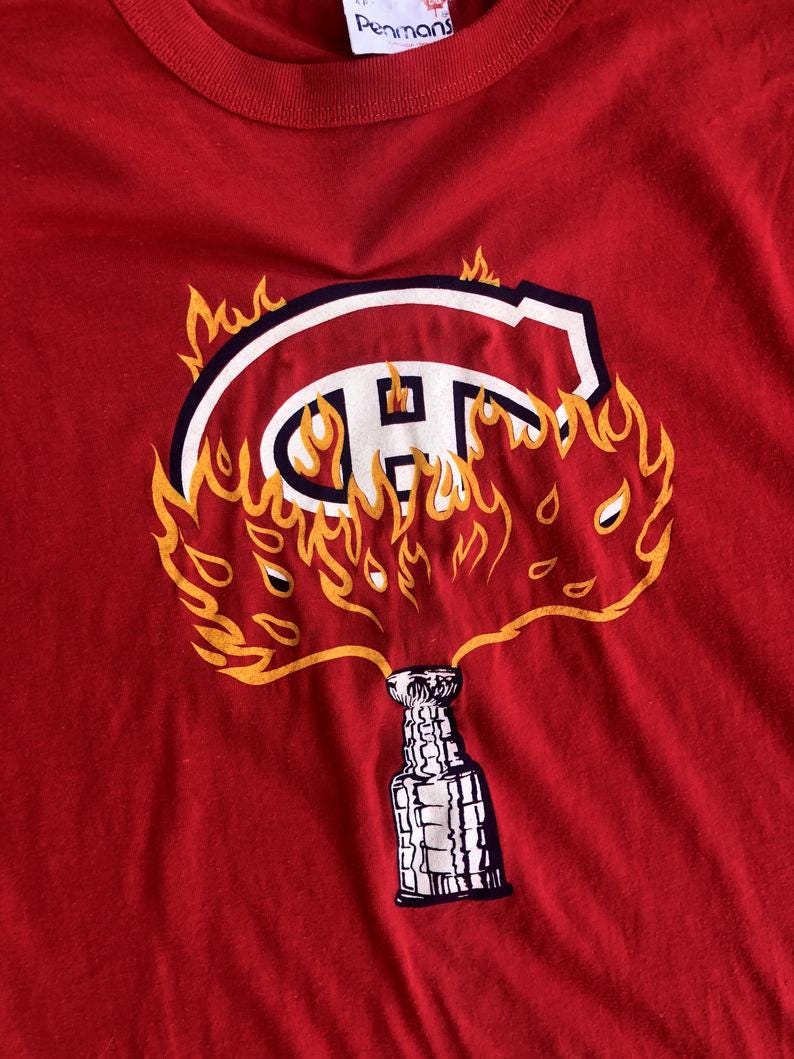 Vintage 80s Calgary Flames NHL Stanley Cup Victory T Shirt image 0