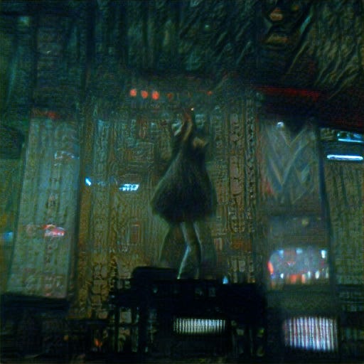 Zhora dances with her snake in Blade Runner