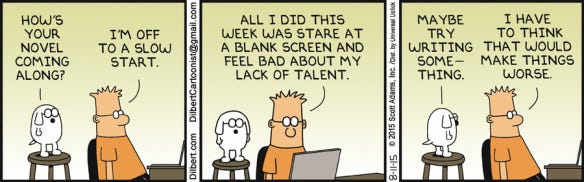 Dilbert: Maybe try writing something. | conversation is an engine