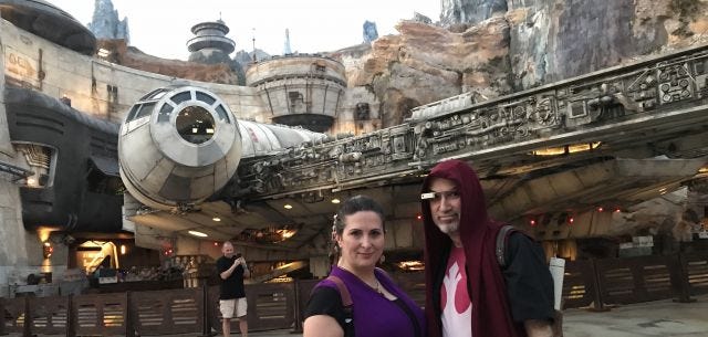 My wife and I on Batuu in the Earth year 2019.
