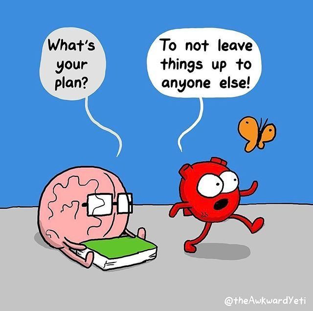 Pin on The awkward Yeti. Nick Seluk. Brain and Heart in conflict