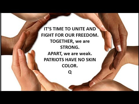 IT'S TIME TO UNITE AND 
FIGHT FOR OUR FREEDOM. 
TOGETHER, we are 
STRONG. 
APART, we are weak. 
PATRIOTS HAVE NO SKIN 
COLOR. 