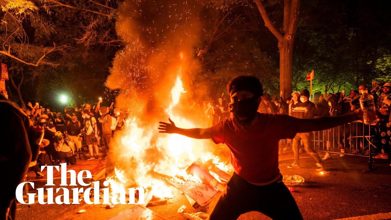 Fires light up Washington DC on third night of George Floyd protests |  George Floyd | The Guardian