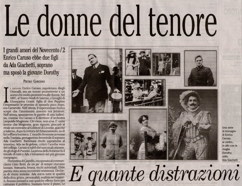 The (Many) Loves of Enrico Caruso - by Olivia Giovetti