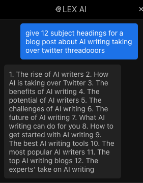 It's Coming: AI Writing using Lex