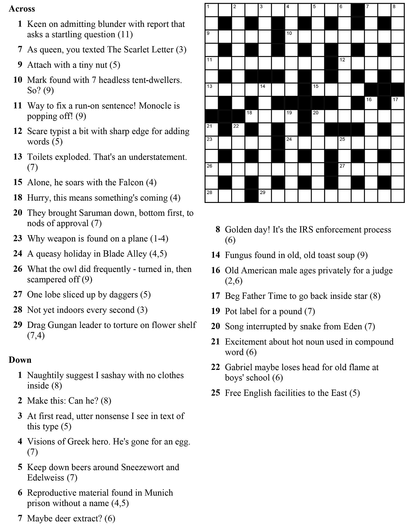 Cryptic Crossword [4] – The Poor Print