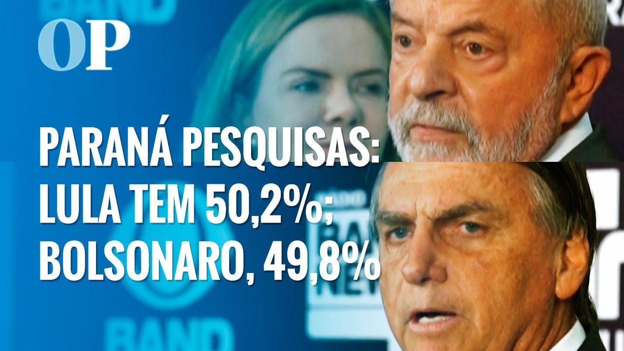 Paraná Pesquisas mostra Lula com 50,2% dos votos válidos; Bolsonaro, 49,8%  - YouTube