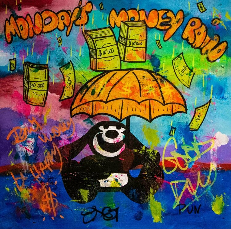 Mondays Money Rain Oswald by Carlos Pun (2020) : Painting Acrylic on Canvas  - SINGULART