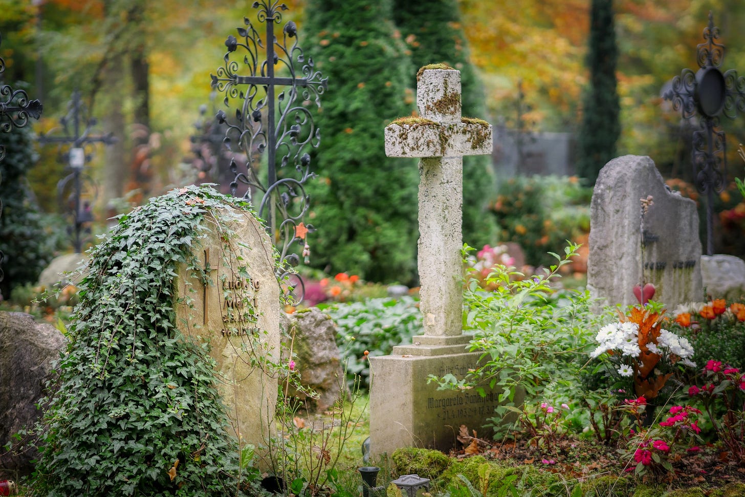 Graves in a cemetary