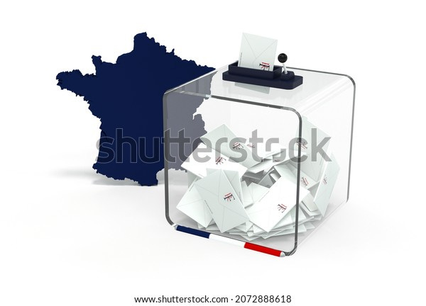 Coffret de vote - Élection présidentielle française sur Fond Blanc - rendu 3D. Logo RF créé par moi
