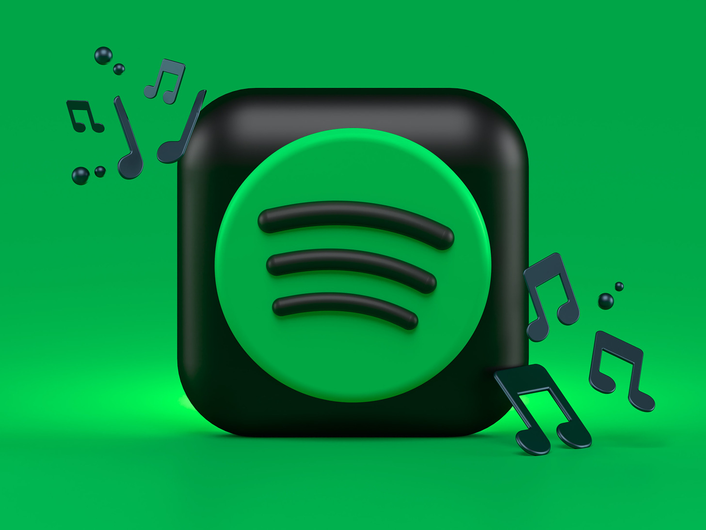 Spotify logo illustration with music notes coming out of it. (Alexander Shatov / Unsplash)