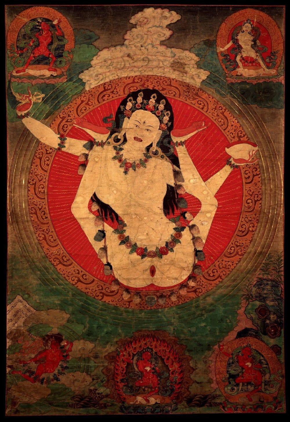 Thangka painting of Vajrayogini in the form of Kachod Karmo, artist unknown.