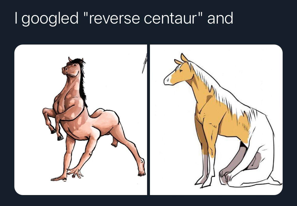 Thanks, I hate reverse centaur : r/TIHI