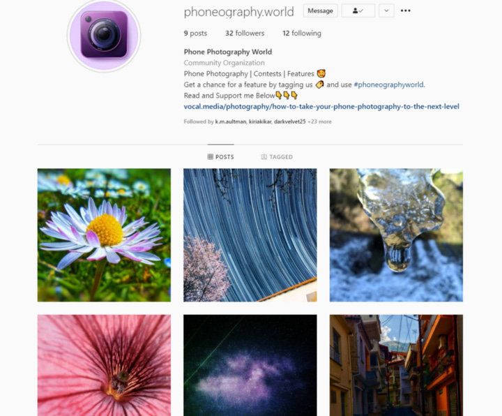 Screenshot of my Phone Photography Instagram Account