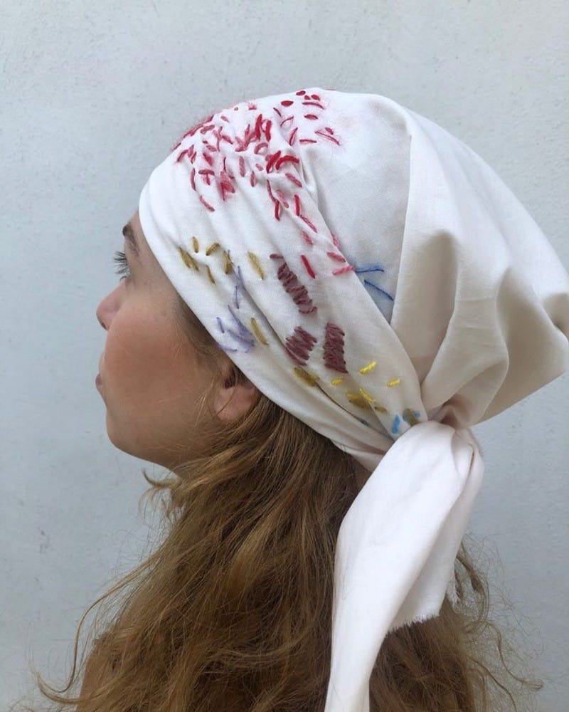 Embroidered head scarf Elle Skaarup Studio