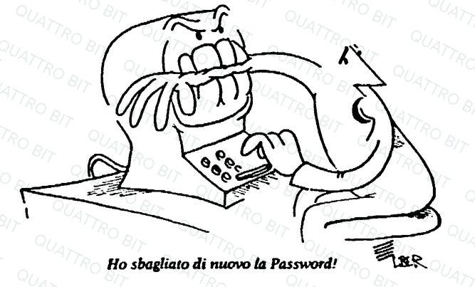 Vignetta umoristica che accompagnava l'articolo: un utente viene morso al braccio da un personal computer, e dice: "ho sbagliato di nuovo la password!"