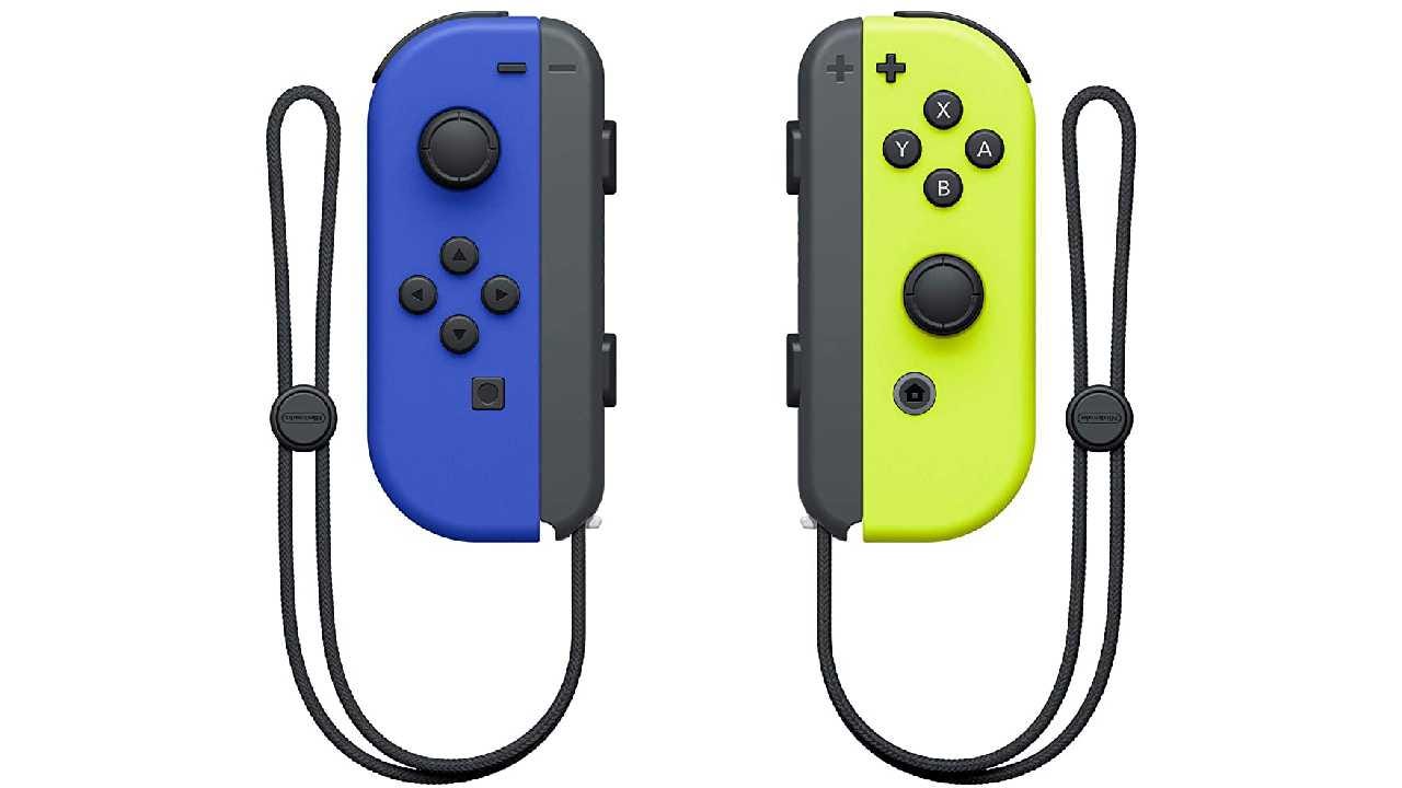 Blue and Neon Yellow Joy-Con controllers