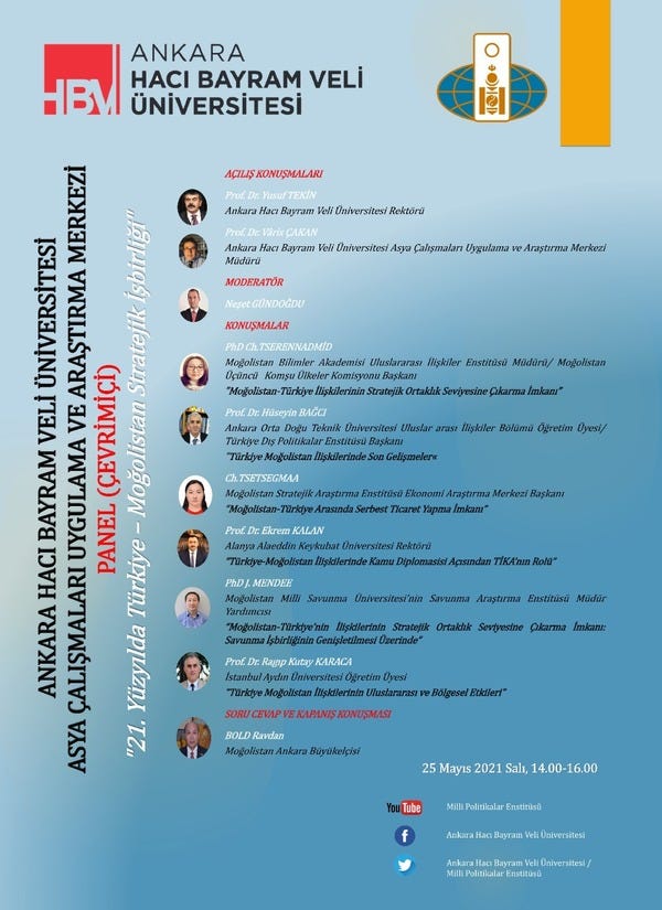 Panel Türkiye Moğolistan Stratejik İlişkileri Panel Türkiye Moğolistan Stratejik İlişkileri