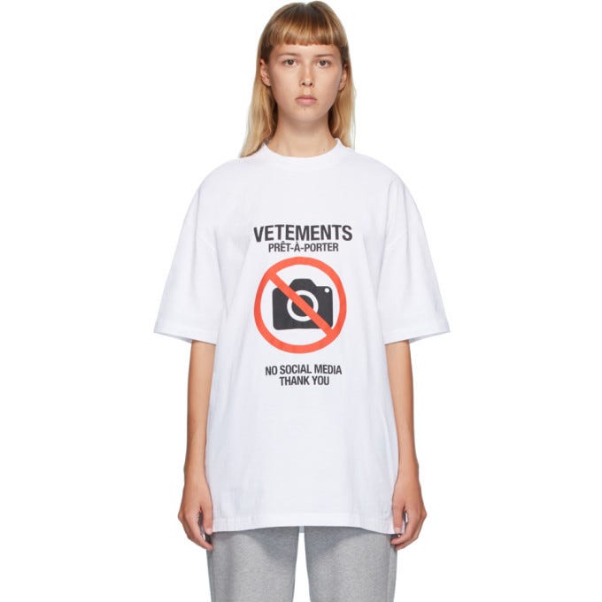 VETEMENTS White Anti-Social T-Shirt Vetements