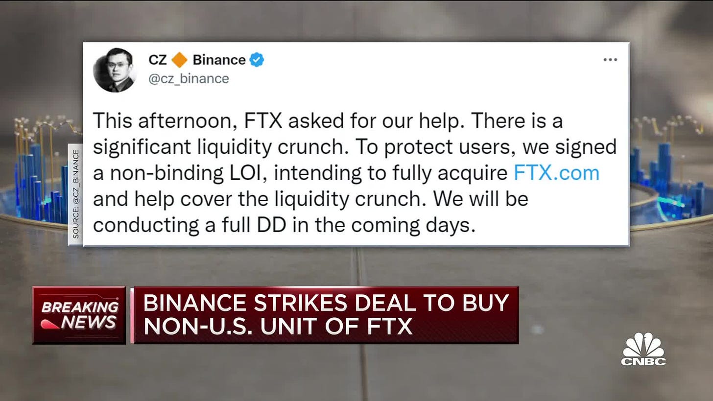 Binance strikes deal to buy non-U.S. unit of FTX