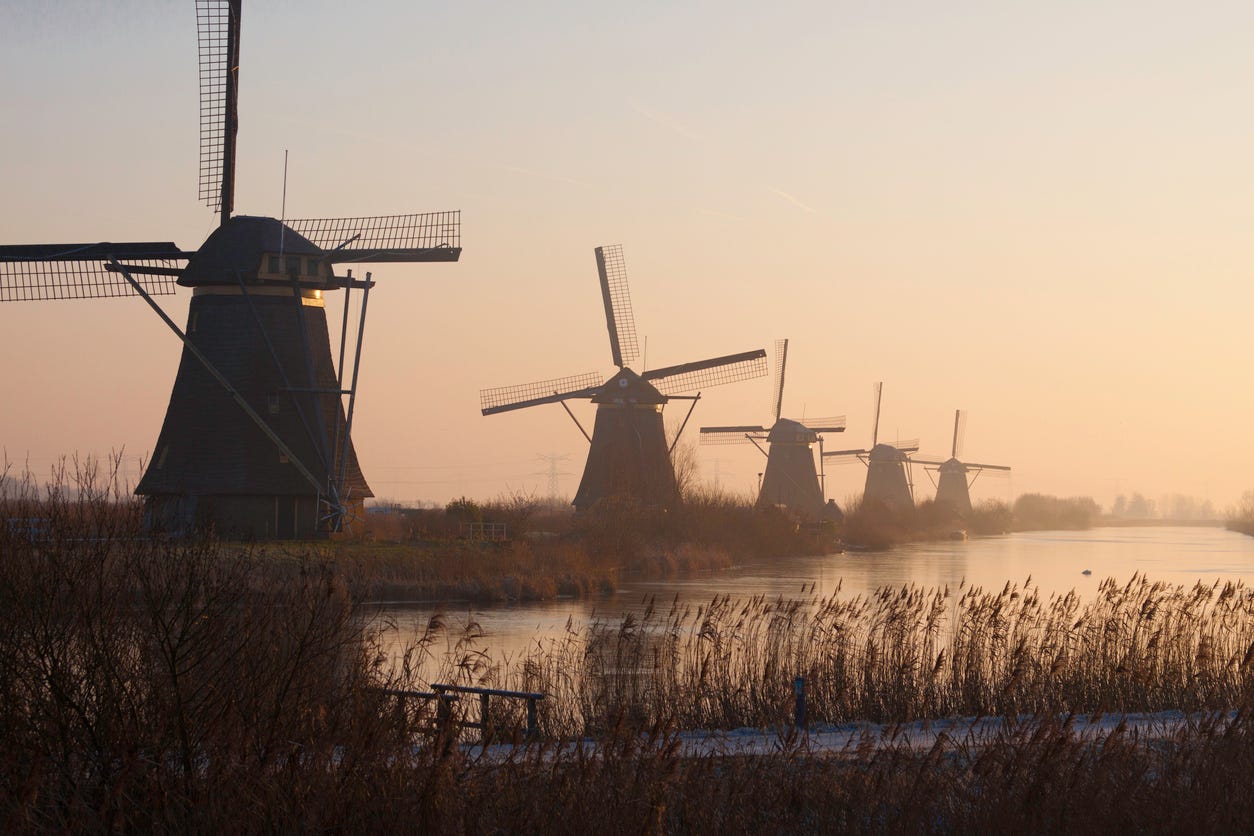Dutch Windmills. Many historic powder mills were powered by wind and water.
