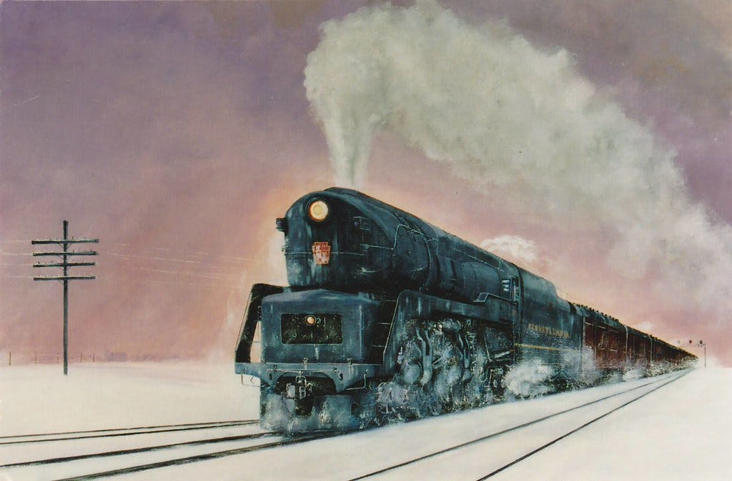 PRR T1 Locomotive Art Painting Winter Scene | www.facebook.c… | Flickr
