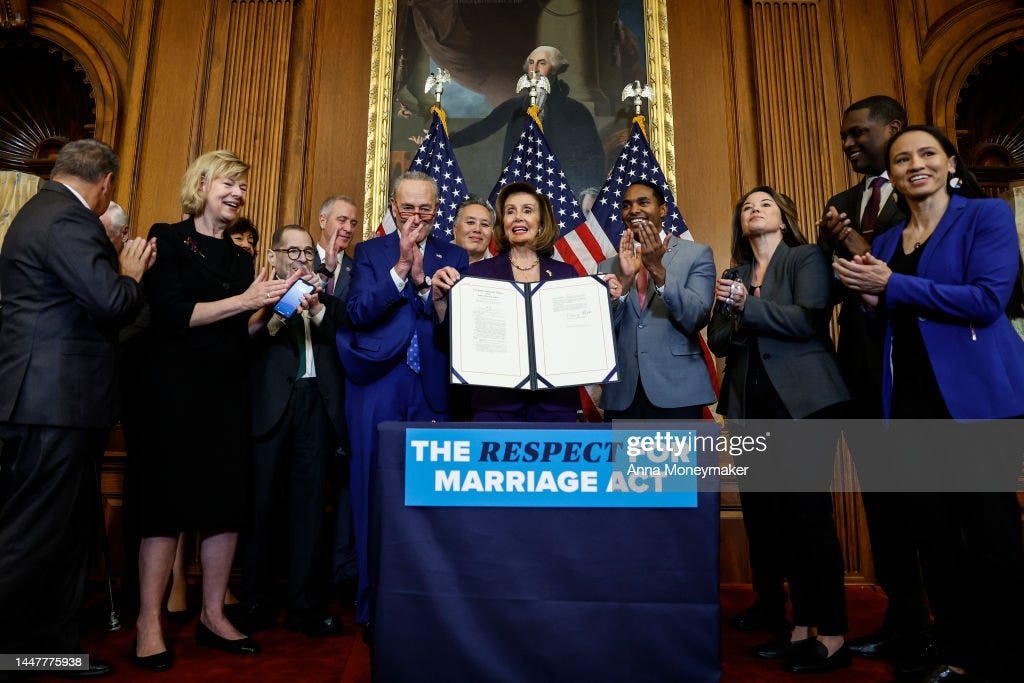 Speaker Pelosi Holds Bill Enrollment Ceremony For Respect For Marriage Act