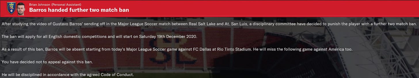 Football Manager 2021 Barros Ban