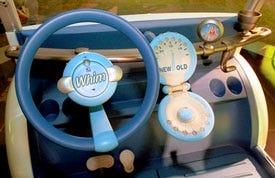 The Whim's dashboard, which features a gas gauge that lets drivers know when to discard the car.