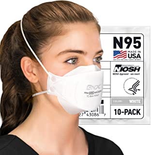 BNX N95 Mask NIOSH Certified MADE IN USA Particulate Respirator Protective Face Mask, Tri-Fold Cup/Fish Style, (10-Pack, A...