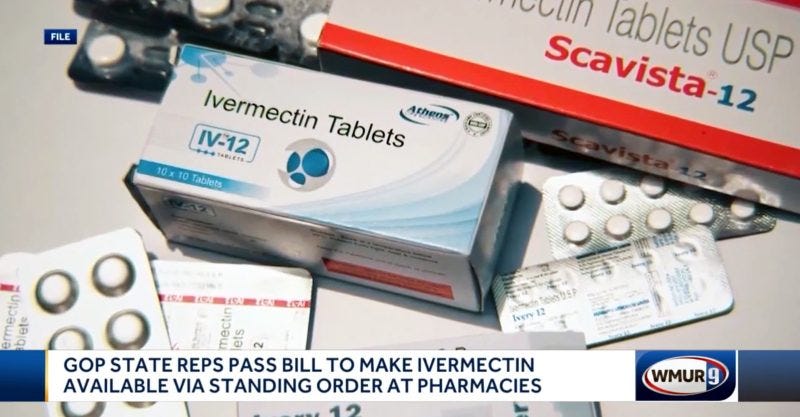 The New Hampshire House passed a bill allowing pharmacists to dispense ivermectin over the counter, without a prescription.