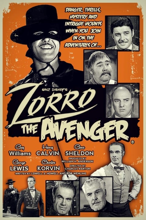 Original theatrical release poster for Zorro The Avenger