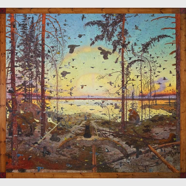 Tom Uttech, Enassamishhinjijweian, 2009, Oil on Linen, 103 x 112 inches,&nbsp;From the Collection of the Crystal Bridges Museum of American Art