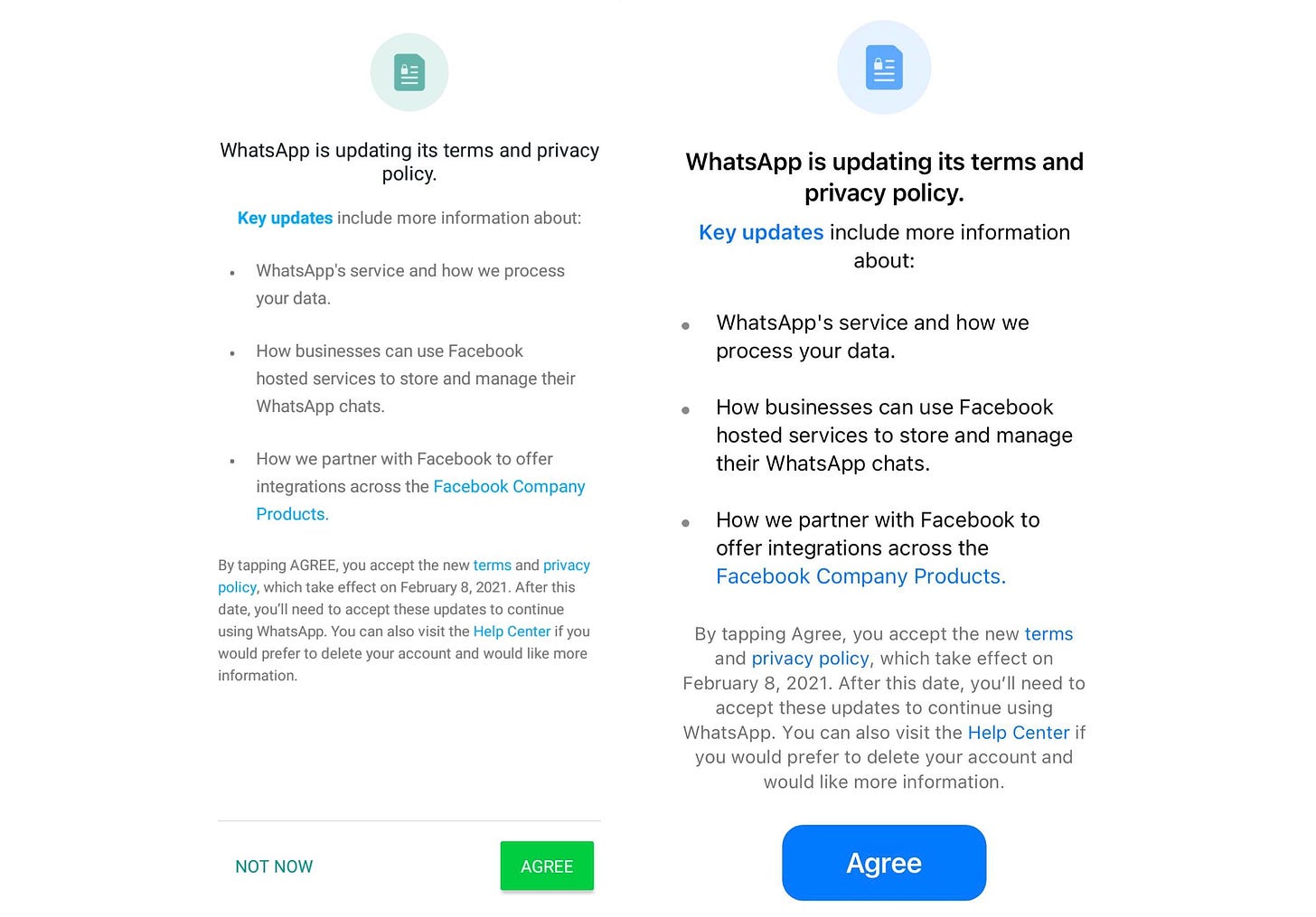 WhatsApp Android and iOS new Privacy policy no opt-out