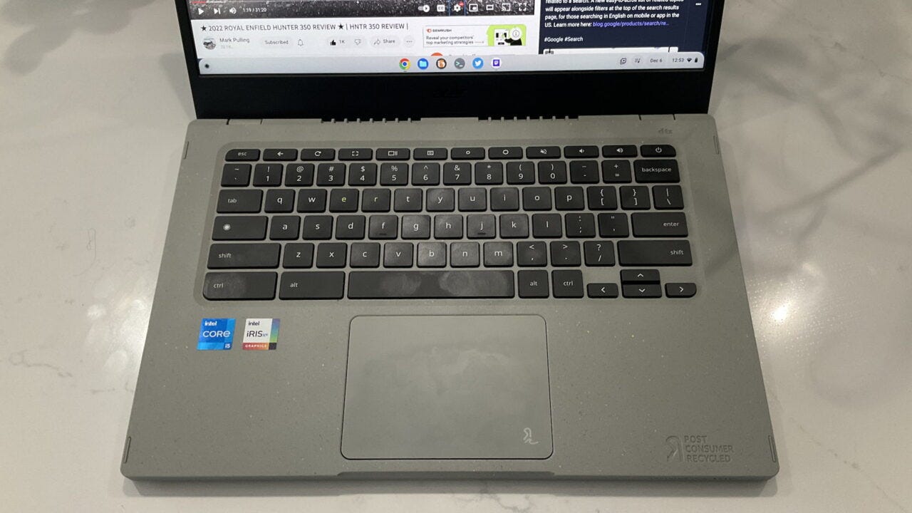 Acer Chromebook Vero 514 keyboard and trackpad